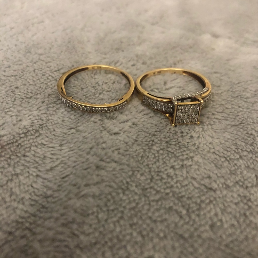 1/3 CT Square Diamond Vintage Bridal Set 10K GOLD